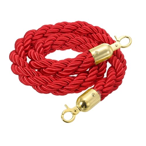 Corde de poteau torsadée rouge 1m avec crochets dorés MECCANIXITY
