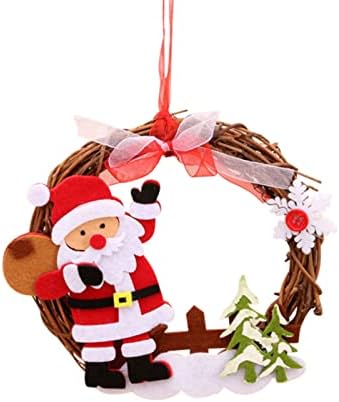 Merry Christmas Wreath Rattan Wreaths for Front Door Hanging Wreath Xmas Ornament Garland for Indoor/Outdoor House Decorative Pendant (Reindeer Snowman Artificial Wreath Christmas (A, One Size)