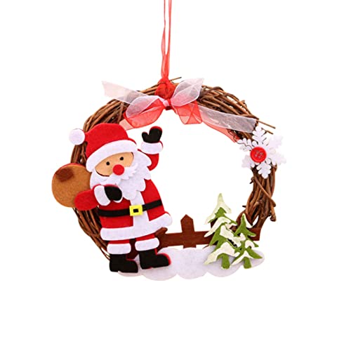 Merry Christmas Wreath Rattan Wreaths For Front Door Hanging Wreath Xmas Ornament Garland For Indoor/Outdoor House Decorative Pendant (Reindeer Snowman Artificial Wreath Christmas (A, One Size) #TOP2