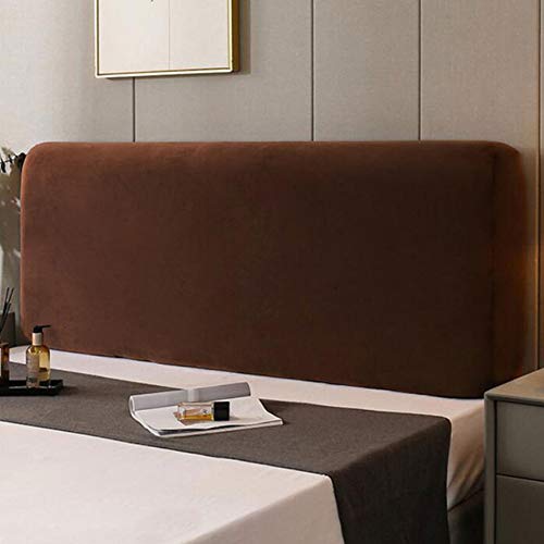 Housse De Tête De Lit en Velours Doux Stretch Couvre-Tête De Lit à Enveloppe Serrée Couverture De Protection De Dos De Lit pour Queen King Bois/Cuir Tête De Lit,Brown1-Length:180-200cm Cover