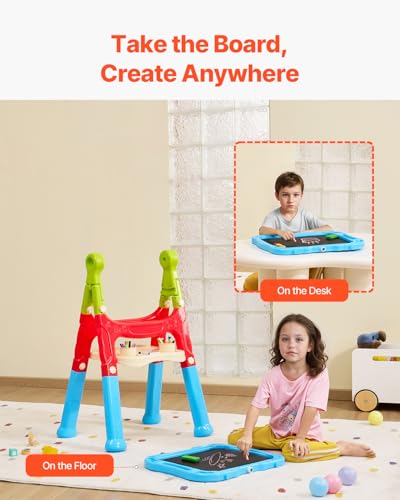 Image of VEVOR Art Easel, 2-in-1 Double-Sided Art Painting Board with Magnetic Whiteboard & Chalkboard, Adjustable Standing Rotatable Detachable Writing & Drawing Board with Painting Accessories for Home