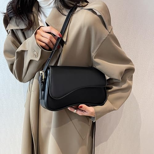 Trendy Y2K Vegan Leather Shoulder Bag for Women - Hobo Handbag, Clutch & Saddle Bag with Removable Strap4