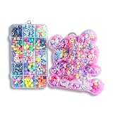 Kit Miçangas Coloridas Infantil para Pulseiras 3000 Peças com Fio de Silicone Conjunto Premium