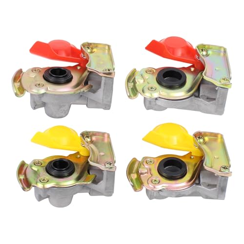 Kupplungskopf M16 mit Ventil ohne Ventil Set Druckluftkopf rot gelb M16x1,5 mit Staubkappe Filter für LKW Zugmaschine Traktor Druckluft Motorwagen Zugfahrzeug Traktoren Bremse Anhänger Auflieger