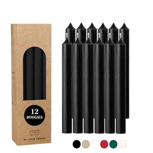 MY Jolie Candle - 12 velas rectas decorativas – negro, 22 cm...