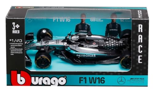 Bburago F1 Mercedes AMG W16 Petronas #63 Russell Australia GP (2025) - Modellauto Formel 1 Maßstab 1:43, Originalgetreues Sammlerauto Spielzeugauto ab 3 Jahren (18-38176R)