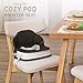 Dream On Me Cozy Pod Booster Seat with Removable Cover in Black, Booster Seat for Kitchen Chair Includes a 3-Point Safety Harness with 2 Belts for Safety, Foldable & Easy to Carry