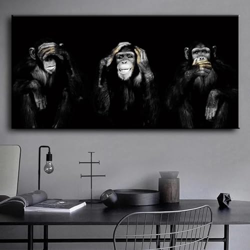 Tableau gorille grand format 80x160 cm pour habiller un mur vide