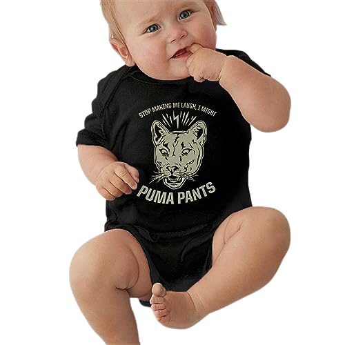 Puma Pants - Body de manga corta para bebé, unisex, algodón, 0-24 meses, Negro -, 0-3 meses