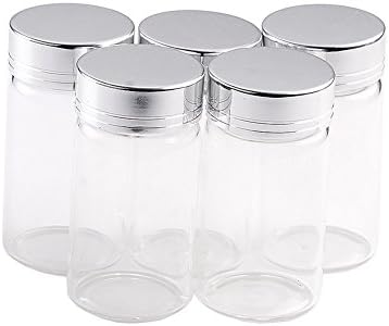 50ml Glass Bottles Screw Aluminum Cap Glass Sealed Bottles 6units (6, 50ML-Silver Cap)