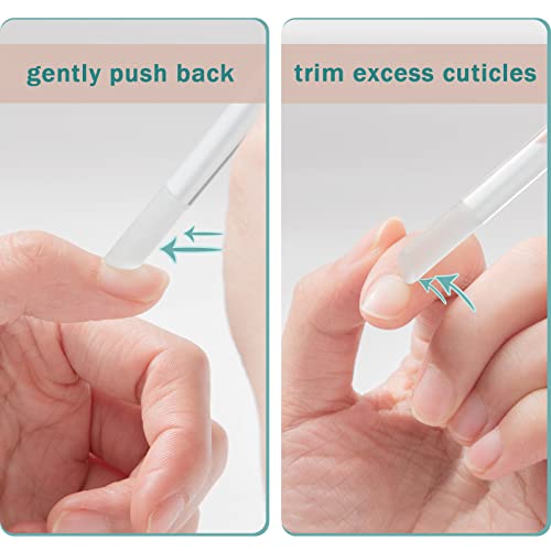 2 Pcs Glass Cuticle Pusher With Leather Case, Glass Cuticle Stick Fingertip Precision Filing Cuticle Remover Etched Dual-Ended Manicure Stick #TOP2