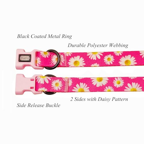Dog Collar and Leash Set, Cute Pink Daisy Pattern, Polyester Material, 5ft Leash, for Small Dogs.(S, Daisy Set) - Image 4