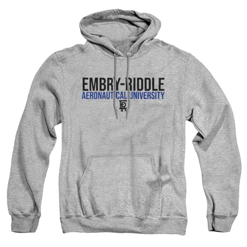 Embry-Riddle Aeronautical University-Daytona Official Stacked Unisex Adult Pull-Over Hoodie,Athletic Heather, Large