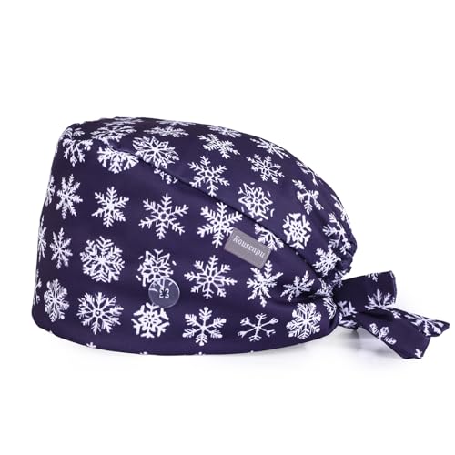 Image of Kousenpu Scrub Caps for Women, Adjustable Women's Surgical Cap with Buttons, Breathable Cute Design for Nurses and Doctors