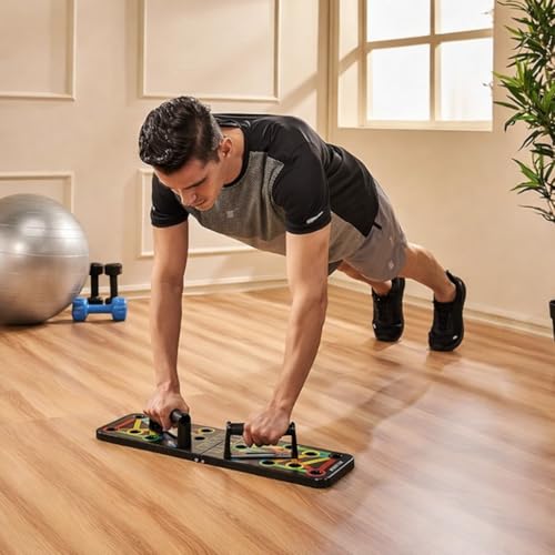 Image of Mayor 15 in 1 Push Up Board for Men & Women, Portable Foldable Push Up Bar with Non-Slip Handles for Chest, Shoulder & Home Gym Strength Training Workout (Multicolor)