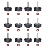 ZCLGOOD 12PCS Fishing Reel Handle Screw Caps, Black Universal Replacement Parts for Spinning Reels Knob Power Crank Grip, Nuts Screws Set for Reel Maintenance