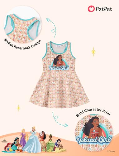 Image of Disney Frozen Elsa Princess Stitch Minnie Girls Tennis Dress Sleeveless Golf Outfit with Shorts Pocket & Headband 2-9 Years