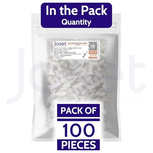Image of Innovations Wall Mounting Nails /Hooks (Regular-Small) - Multi Purpose, Non-Trace Invisible, No Drill Installation for Hanging Light Weight Photo Frames, Wall Clocks, Keys - Pack of 100 Pieces