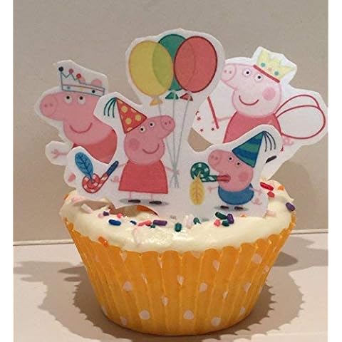1 Set Cake Party Stands UP Pig Toppers Wafer Card DIY x26 Pieces Cover