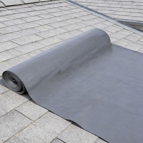 Waterproof Dachpappe, 10x1 m Ausbau unterspannbahn, 10 m² dachfolie selbstklebend, dachfolie wasserdicht UV beständig, für Metall-Dachpaneele, Haus- und Verandadachschindeln, Grau