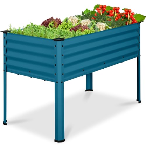 Best Choice Products 48x24x30in Galvanized Raised Garden Bed, Metal Elevated Planter Box, Vegetable Garden for Backyard, Patio, Balcony, 100% Non Toxic Materials - Peacock Blue