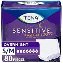 Tena Sensitive Care Overnight Incontinence Underwear for Women, Bladder Control and Postpartum, Small/Medium, 80 Count Waist Size 25in-35in