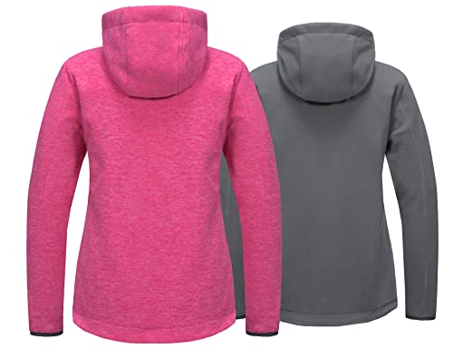 Little Donkey Andy Women's Double Thick Warm Fleece Reversible Jacket Hooded Thermal Winter Hiking Ski Travel Jacket Rose Heather Xl #TOP2