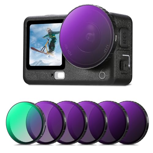 Image of K&F CONCEPT Snap On CPL ND Filter Kit for DJI Osmo Action 6, 6 Pack CPL ND8 ND16 ND32 ND64 ND256 Action 6 Filter, Neutral Density Polarizing Action Camera Accessories, Multicoated HD Optical Glass