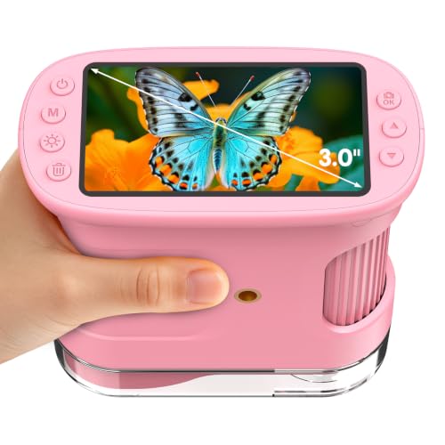 Gofunly 1600X Vergrößerung Mikroskop für Kinder mit 3.0" Bildschirm 4K HD