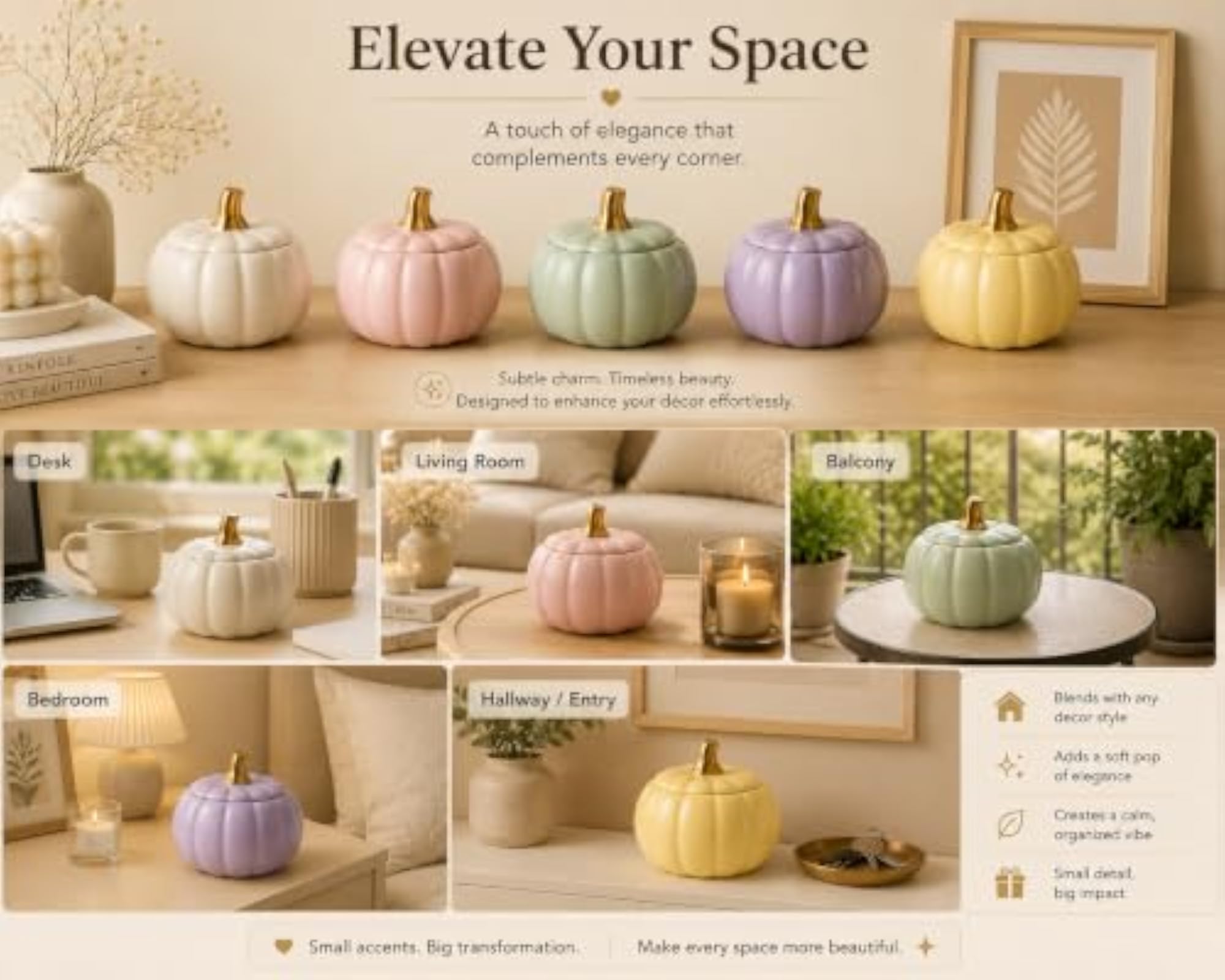 Handmade Concrete Pumpkin Container