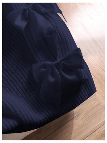 Image of SHENHE Women's Plus Size Sweaters Bow Cutout Crewneck Long Raglan Sleeve Knit Tops Chunky Sweaters
