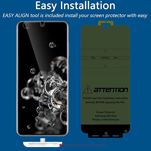 [2+2 Pack] Lywhl For Samsung Galaxy S20 Ultra Privacy Screen Protector, [Support Fingerprint Id] Anti-Spy Black Full Adhesive Flexible Film + Camera Lens Glass Protector For Galaxy S20 Ultra #TOP3