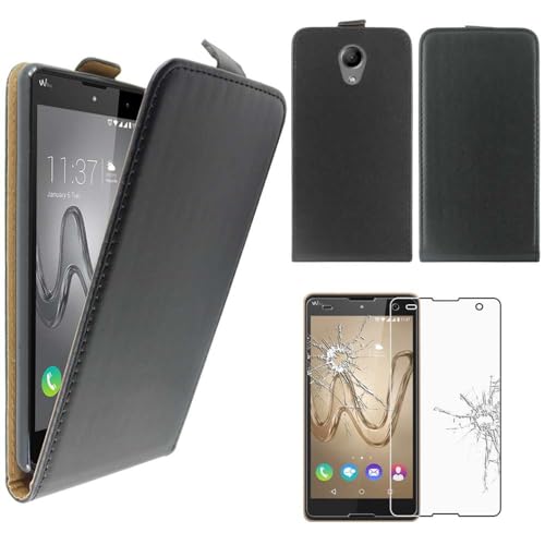 ebestStar - Coque Compatible avec Wiko Robby Etui Housse PU Cuir Rabat Ultra Fin (Ultra Slim Case), Noir + Film Protection écran Verre Trempé [Appareil: 155...