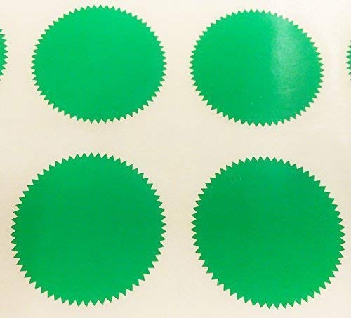 Audioprint Ltd. Pack of 500-41mm Starburst Notary/Legal/Certificate Seals - Colour Code Stickers/Sticky Labels - Choose Your Colour/s (Green)