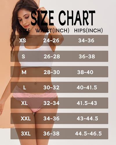 Image of Sth Big Womens Cotton Underwear Sexy Lace Brazilian Panties Soft Breathable Cotton Bikini for Ladies 6 Pack