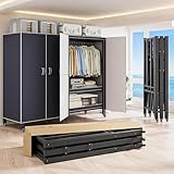 Nous vous présentons notre portant à vêtements pliable et portable avec r! Cette armoire polyvalente et élégante en métal noir offre un assemblage facile et une mobilité grâce à ses roulettes pratiques. Parfait pour les appartements, les dortoirs, les maisons de location et les chambres, il fournit une solution idéale pour organiser vos vêtements dans les vestiaires et plus encore. Faites l'expérience de la praticité et de l'élégance dans un design compact