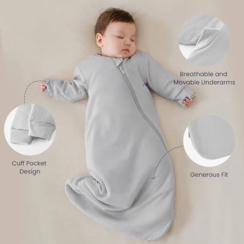 Image of Unisex Sleeping Bag for Babies and Toddlers 1.0 Tog Sleep Sack 0-6 Months, Newborn Sleep Sack, Wearable Blanket Baby, One Piece Long Sleeves, Gifts for Baby