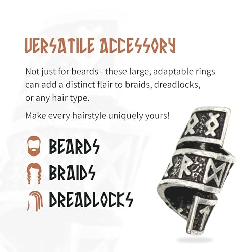 Viking Beard Bead Coil Set (8-Pack) - Norse Rings for Hair, Dreads & Beards2