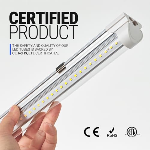 Image of Barrina LED Shop Lights, 3FT 30W 4600LM 6500K, Super Bright High Output Linkable for Workshop, V Shaped Clear Cover T8 LED Shop Light for Garage, 3 Foot (Pack of 6)