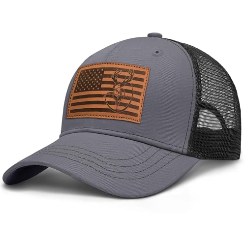 Image of Mens Hat Snapback Trucker Hats Outdoor Gifts for Men Dad Husband Father's Day Leather Pattern Baseball Cap