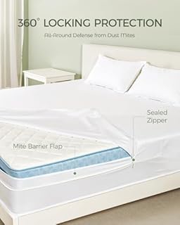 FAUNNA 100% Cotton Mattress Encasement, Zippered Bed Bug and Dust Mite Proof Mattress Protector, Hypoallergenic Antibacterial Protection, Noiseless Zipper Six-Sided Mattress Cover (Queen 12" Deep)