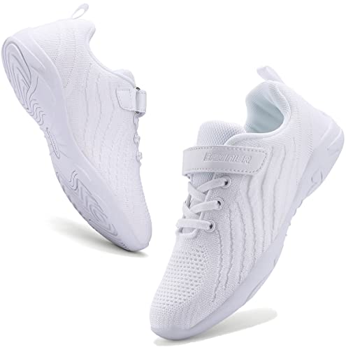 Image of BAXINIER Girls White Cheerleading Shoes Breathable Youth Cheer Competition Sneakers Athletic Training Dance Tennis Walking Shoes