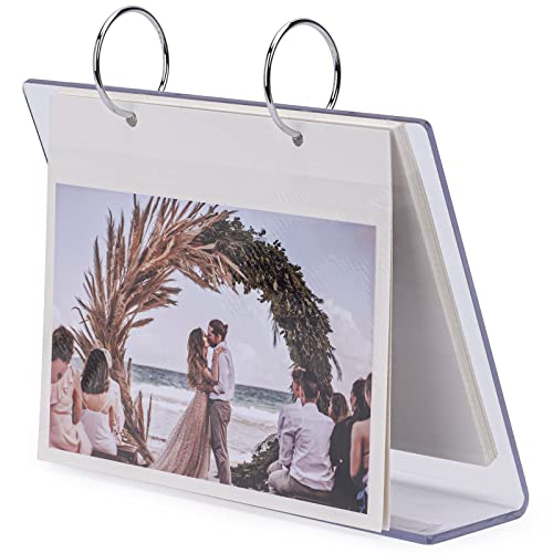 Frankmate 4X6 Desktop Acrylic Photo Album Clear Flip Frame Scrapbook Album Clear Slant Back Acrylic Sign Holder, Frames Desktop Display Holder, Photo Clip 34 Shows Album For Instax Mini Film #TOP2