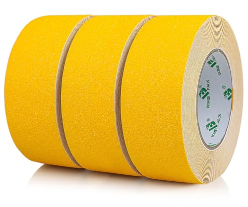 Ruban adhésif antidérapant jaune 50mm x 10m pour marches lot de 3 rouleaux