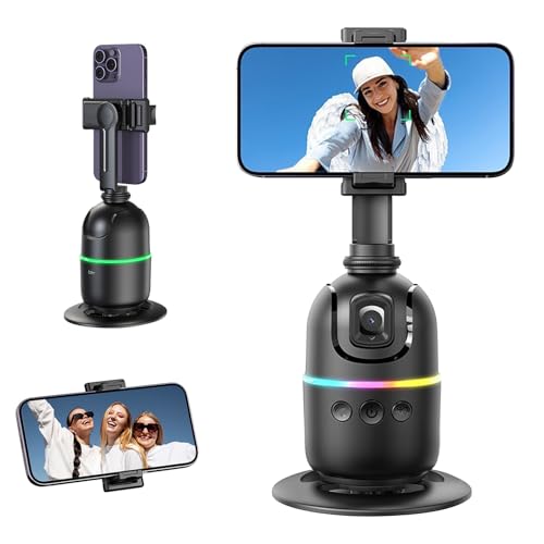Anluomania Support de Téléphone Intelligent, Trépied à Suivi Automatique du Visage, Stabilisateur Telephone 360° Rotatif Intelligent, Contrôle Gestuel,...
