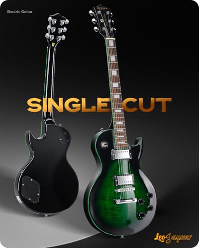Image of Leo Jaymz SC Series Electric Guitar - Mahogany Body, Laurel Fingerboard, Dual Humbuckers, Tune-O-Matic Bridge, C Neck, 18:1 Tuners (Black Green)