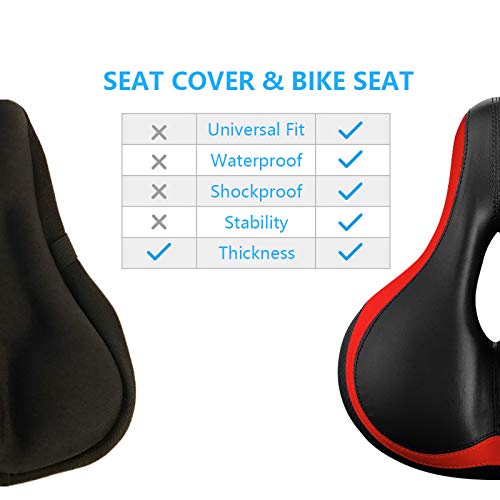 BLUEWIND Most Comfortable Bicycle Seat, Bike Seat Replacement with Dual Shock Absorbing Ball Wide Bike Seat Memory Foam Bicycle Gel Seat with Mounting Wrench (Red) - Thumbnail 6