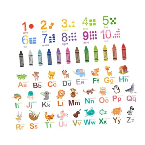 Angoily Cartoon Animal Alphabet Numbers Wall Sticker Fun Boys and Girls' Room Decor Safe PVC Material