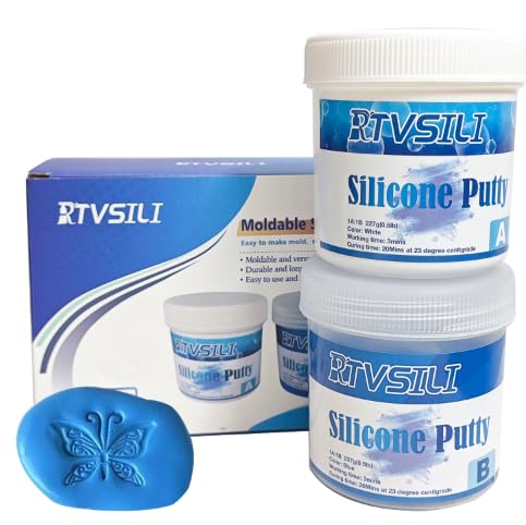 RTVSILI Brilliant Blue Silicone Putty, Easy to Use Silicone Mold Making Kit with 1LB, Silicone Putty for Durable Silicone Mold Making, Non-Toxic for Resin, Soap Casting