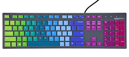 Keyboard Cover For Amazon Basics Low-Profile Keyboard,Amazon Basics Low-Profile Wired Usb Keyboard Skin,Full Keyboard Protective Covers,Rainbow #TOP4